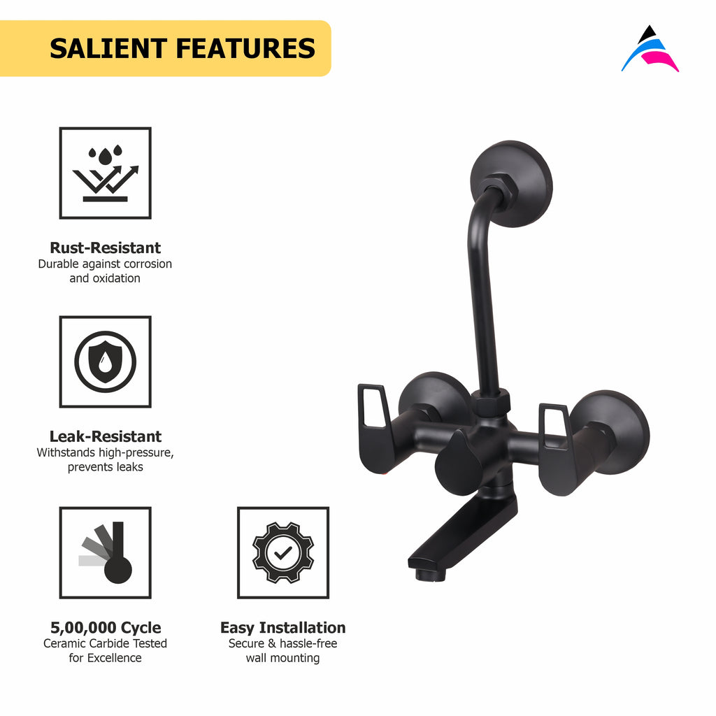 Asiatique Wall Mixer Telephonic With ‘L’ Bend for ARR. Of O/H Shower (BB-017 M), Bronze Brush Black Series Bathroom & Kitchen Faucets