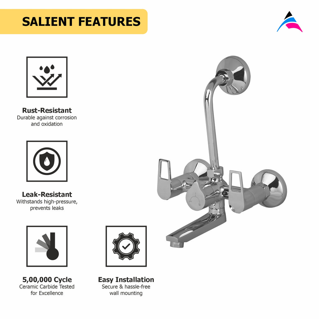 Asiatique Wall Mixer Telephonic With ‘L’ Bend for ARR. Of O/H Shower (B-017), Bronze Series Premium Brass Faucet Collection, Chrome Basin Mixers, Pillar Cocks, Sink Mixers & Bathroom Taps