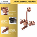 Asiatique Wall Mixer Telephonic With ‘L’ Bend for ARR. Of O/H Shower (BRG-017 M), Button & Plate, Bronze Brush Rose Gold Series Bathroom & Kitchen Faucets