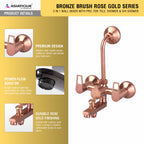 Asiatique 3 in 1 Wall Mixer With Pro. For Tele. Shower & O/H Shower (BRG-018 M), Button & Plate, Bronze Brush Rose Gold Series Bathroom & Kitchen Faucets