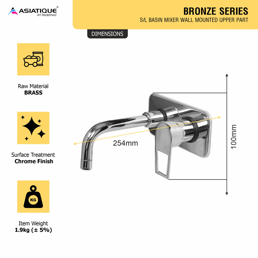 Asiatique S/L Basin Mixer Wall Mounted Upper Part (B-019U), Bronze Series Premium Brass Faucet Collection, Chrome Basin Mixers, Pillar Cocks, Sink Mixers & Bathroom Taps