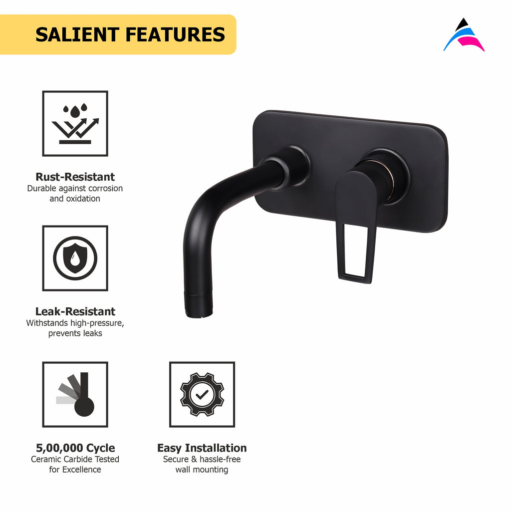 Asiatique S/L Basin Mixer Wall Mounted Full Set (BB-019 M), Bronze Brush Black Series Bathroom & Kitchen Faucets