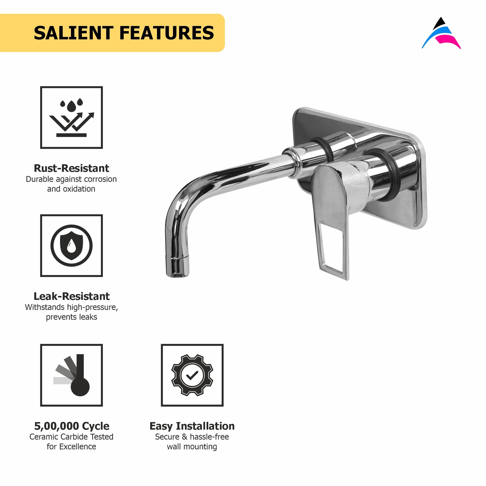 Asiatique S/L Basin Mixer Wall Mounted Upper Part (B-019U), Bronze Series Premium Brass Faucet Collection, Chrome Basin Mixers, Pillar Cocks, Sink Mixers & Bathroom Taps