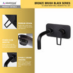 Asiatique S/L Basin Mixer Wall Mounted Full Set (BB-019 M), Bronze Brush Black Series Bathroom & Kitchen Faucets
