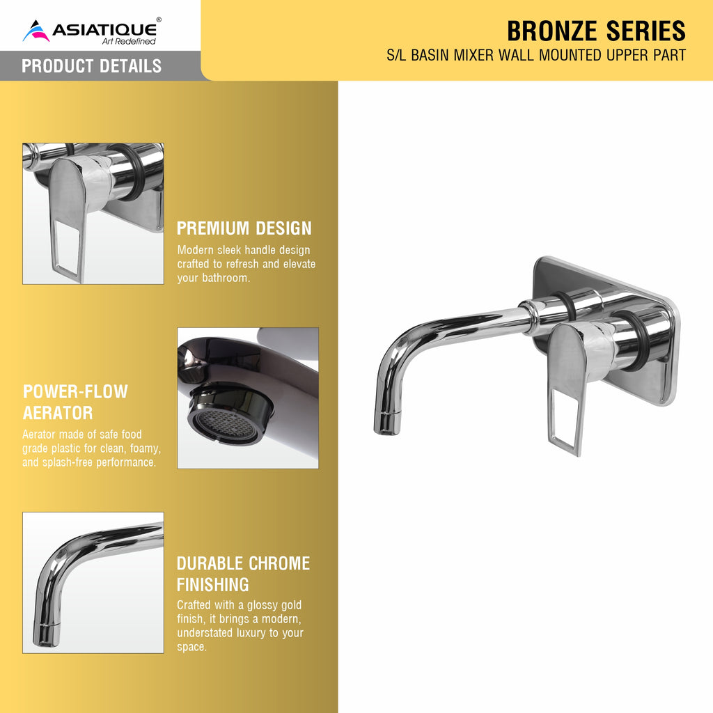 Asiatique S/L Basin Mixer Wall Mounted Upper Part (B-019U), Bronze Series Premium Brass Faucet Collection, Chrome Basin Mixers, Pillar Cocks, Sink Mixers & Bathroom Taps