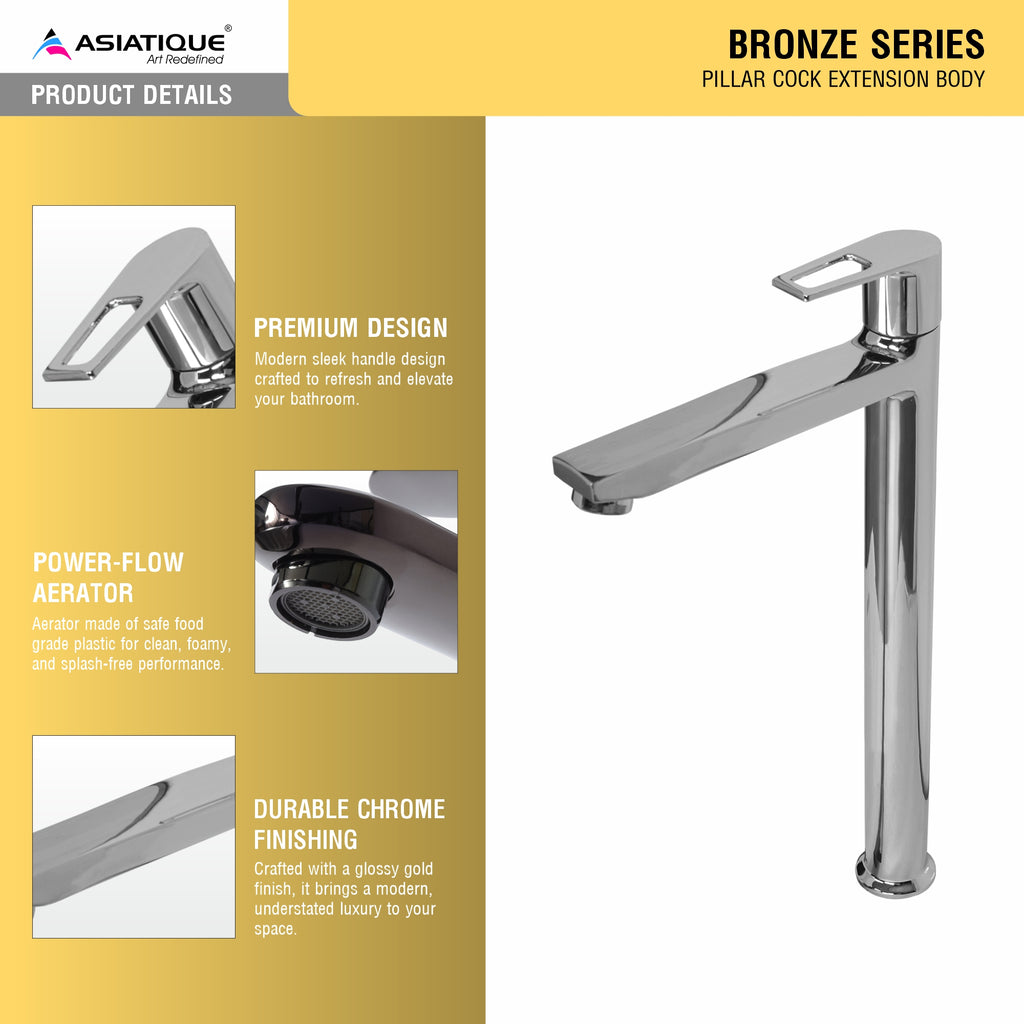 Asiatique Pillar Cock Extension Body (B-023), Bronze Series Premium Brass Faucet Collection, Chrome Basin Mixers, Pillar Cocks, Sink Mixers & Bathroom Tap
