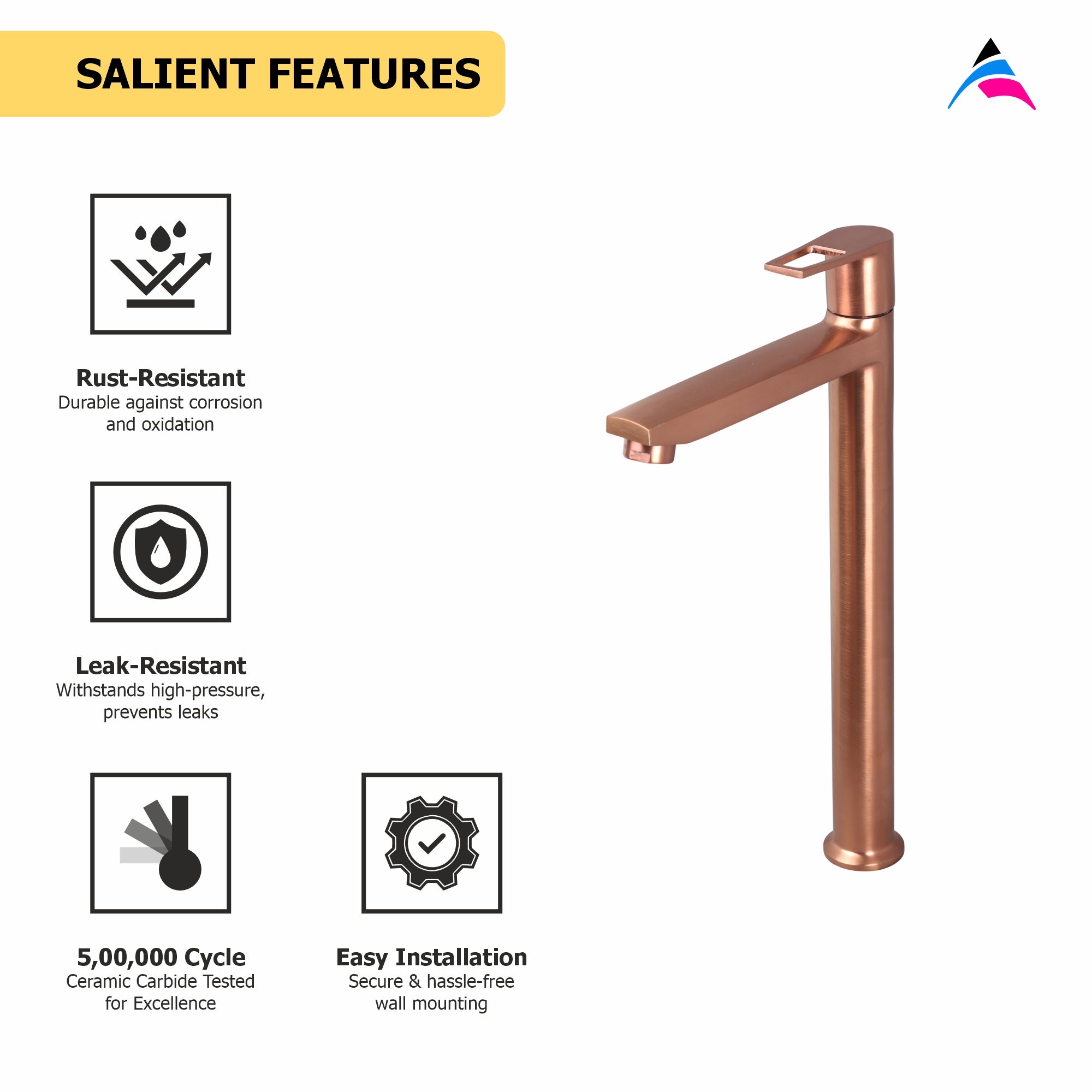 Asiatique Pillar Cock With Extension Body (BRG-023 M), Button & Plate, Bronze Brush Rose Gold Series Bathroom & Kitchen Faucets