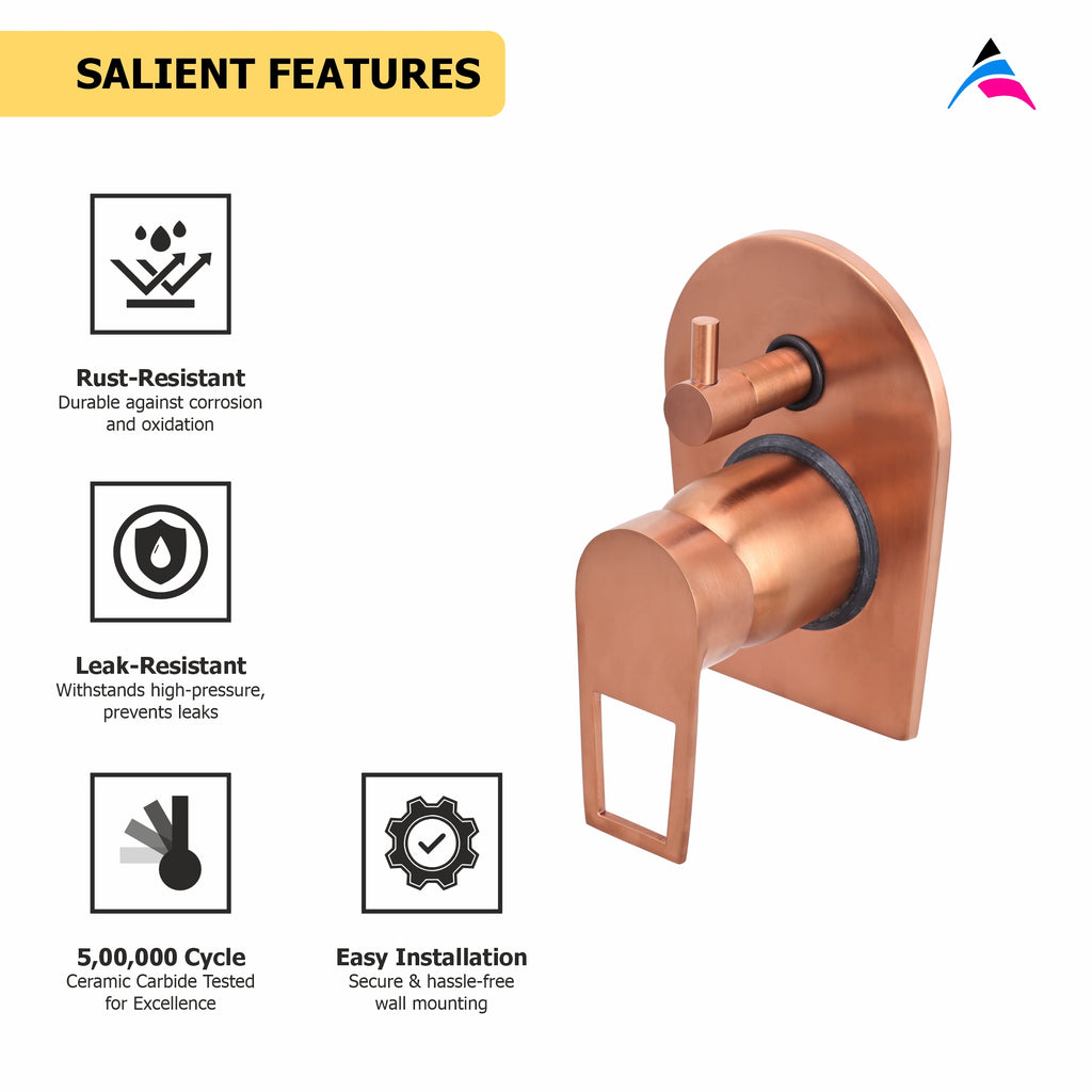 Asiatique S/L Div. Upper Parts Handle (BRG-024 M), Button & Plate, Bronze Brush Rose Gold Series Bathroom & Kitchen Faucets