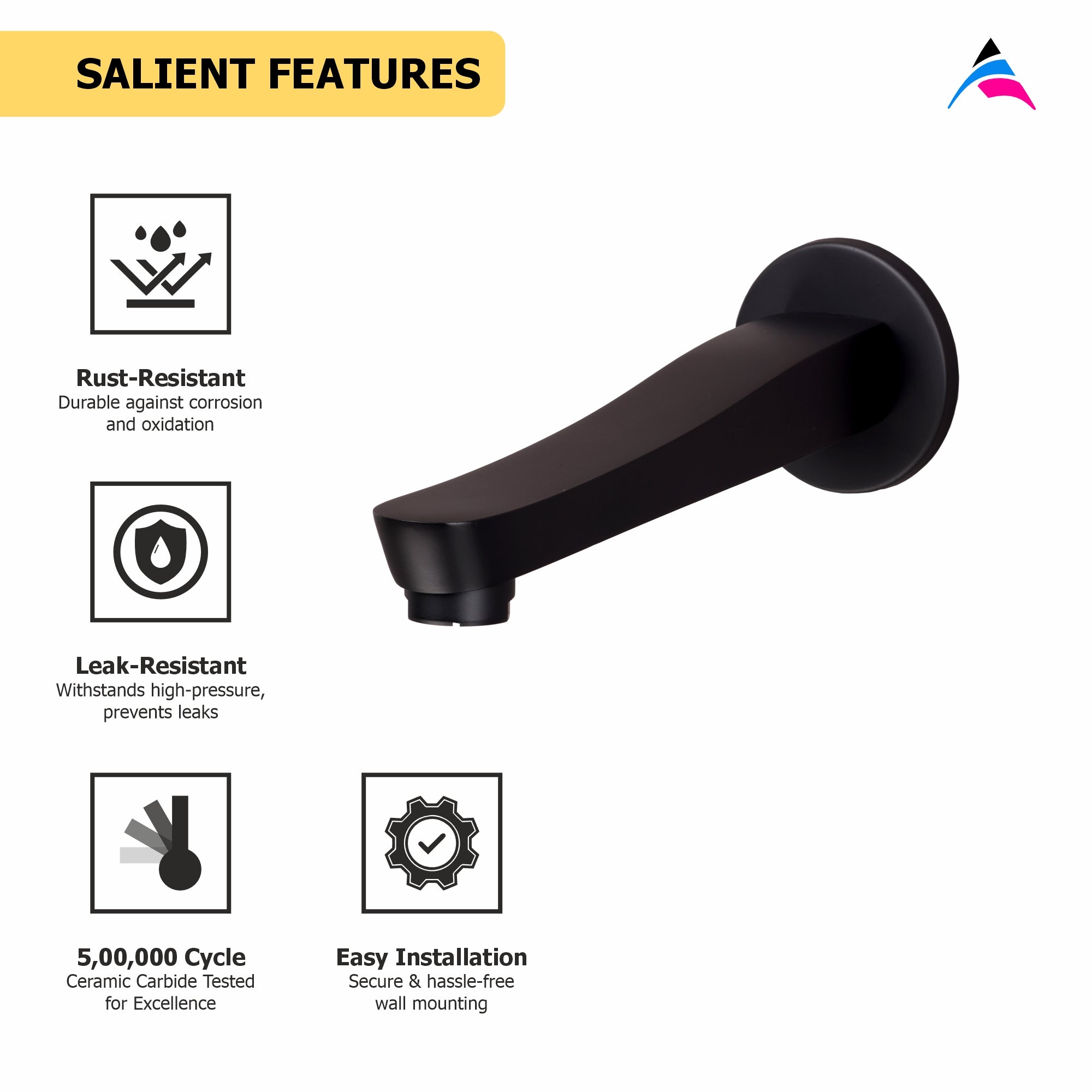 Asiatique Div. Plain Spout With Wall Flange (BB-025 M), Bronze Brush Black Series Bathroom & Kitchen Faucets