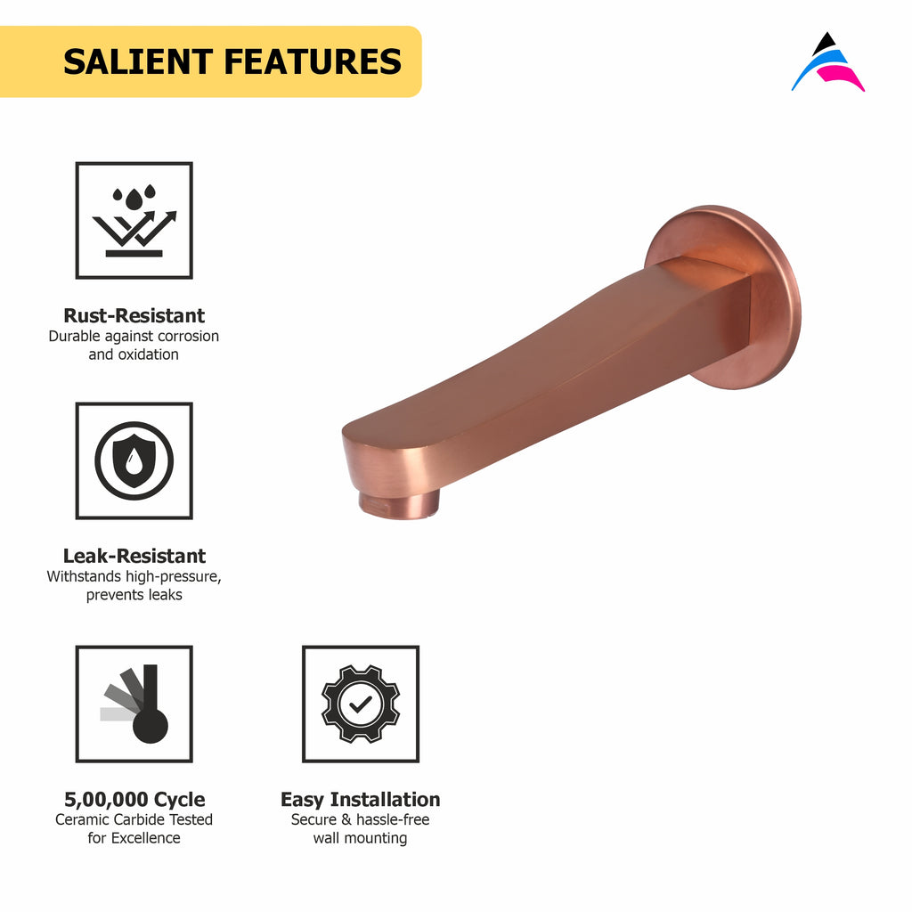Asiatique Div. Plain Spout With Wall Flange (BRG-025 M), Button & Plate, Bronze Brush Rose Gold Series Bathroom & Kitchen Faucets