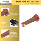 Asiatique Div. Plain Spout With Wall Flange (BRG-025 M), Button & Plate, Bronze Brush Rose Gold Series Bathroom & Kitchen Faucets