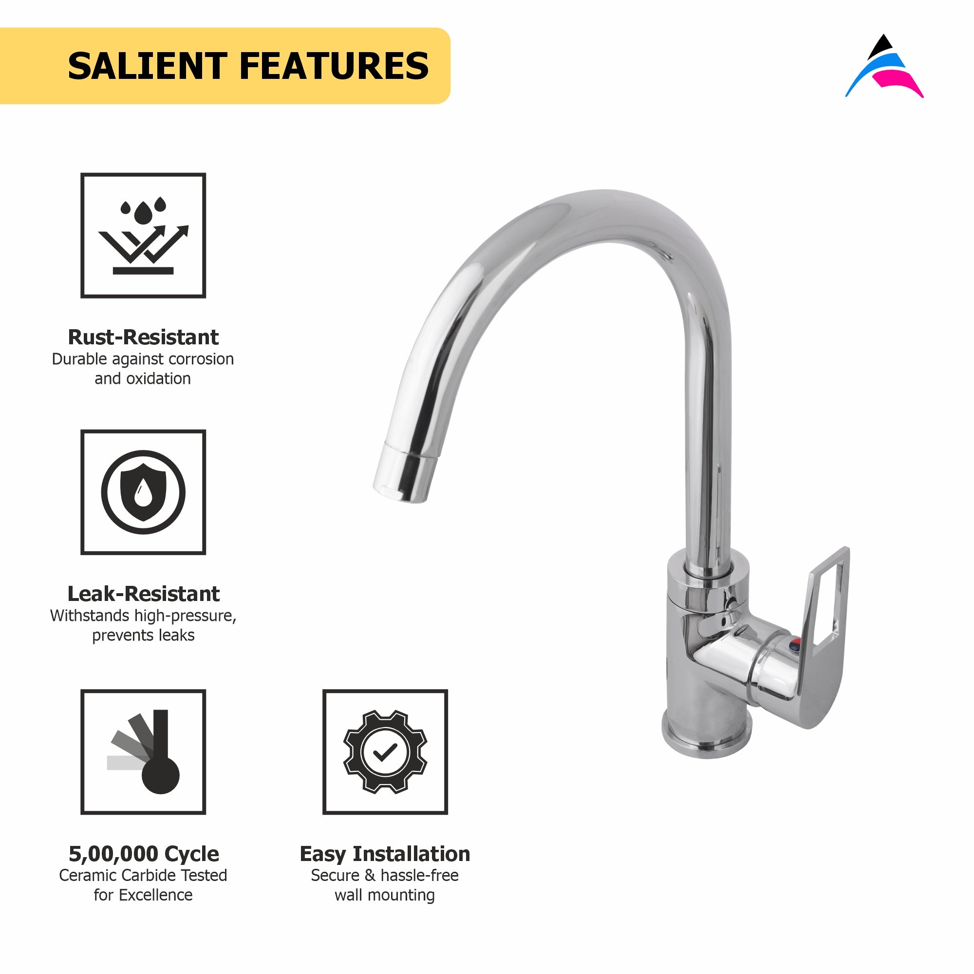 Asiatique S/L Sink Mixer Table Mounted (B-027), Bronze Series Premium Brass Faucet Collection, Chrome Basin Mixers, Pillar Cocks, Sink Mixers & Bathroom Taps