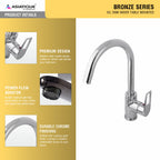 Asiatique S/L Sink Mixer Table Mounted (B-027), Bronze Series Premium Brass Faucet Collection, Chrome Basin Mixers, Pillar Cocks, Sink Mixers & Bathroom Taps