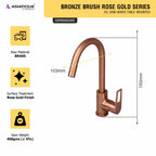 Asiatique S/L Sink Mixer Table Mounted (BRG-027 0M), Button & Plate, Bronze Brush Rose Gold Series Bathroom & Kitchen Faucets