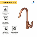Asiatique S/L Sink Mixer Table Mounted (BRG-027 0M), Button & Plate, Bronze Brush Rose Gold Series Bathroom & Kitchen Faucets
