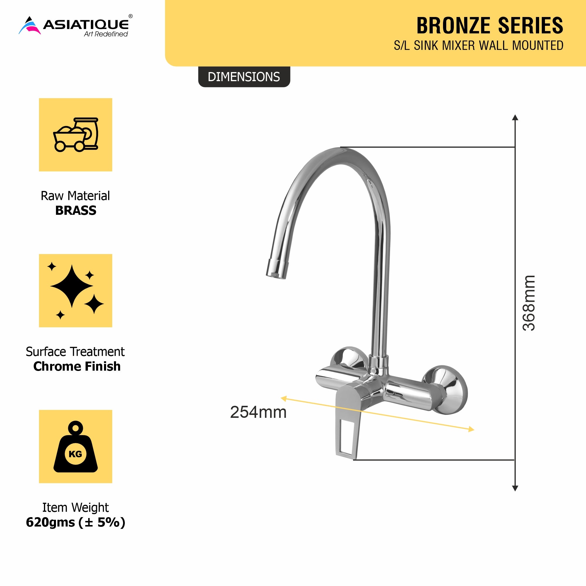 Asiatique S/L Basin Mixer Table Mounted (B-031), Bronze Series Premium Brass Faucet Collection, Chrome Basin Mixers, Pillar Cocks, Sink Mixers & Bathroom Taps