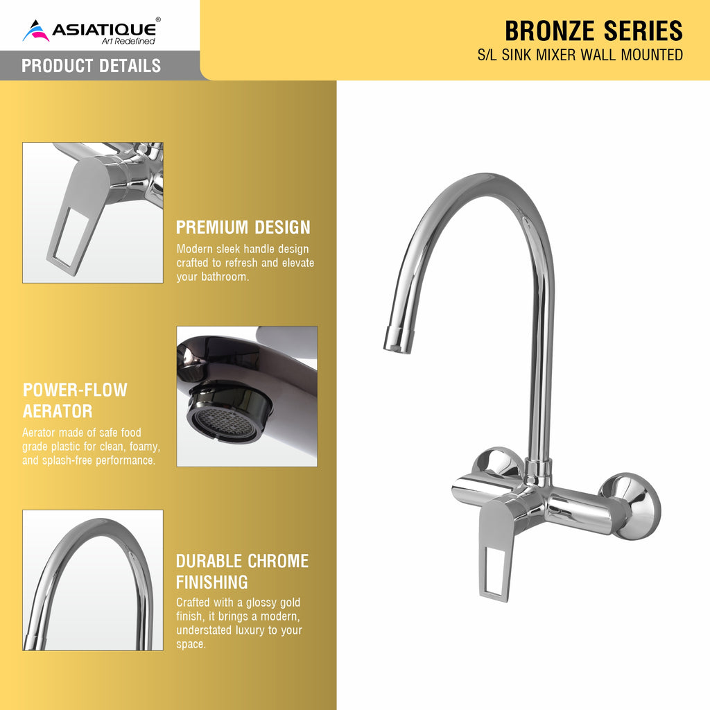 Asiatique S/L Basin Mixer Table Mounted (B-031), Bronze Series Premium Brass Faucet Collection, Chrome Basin Mixers, Pillar Cocks, Sink Mixers & Bathroom Taps