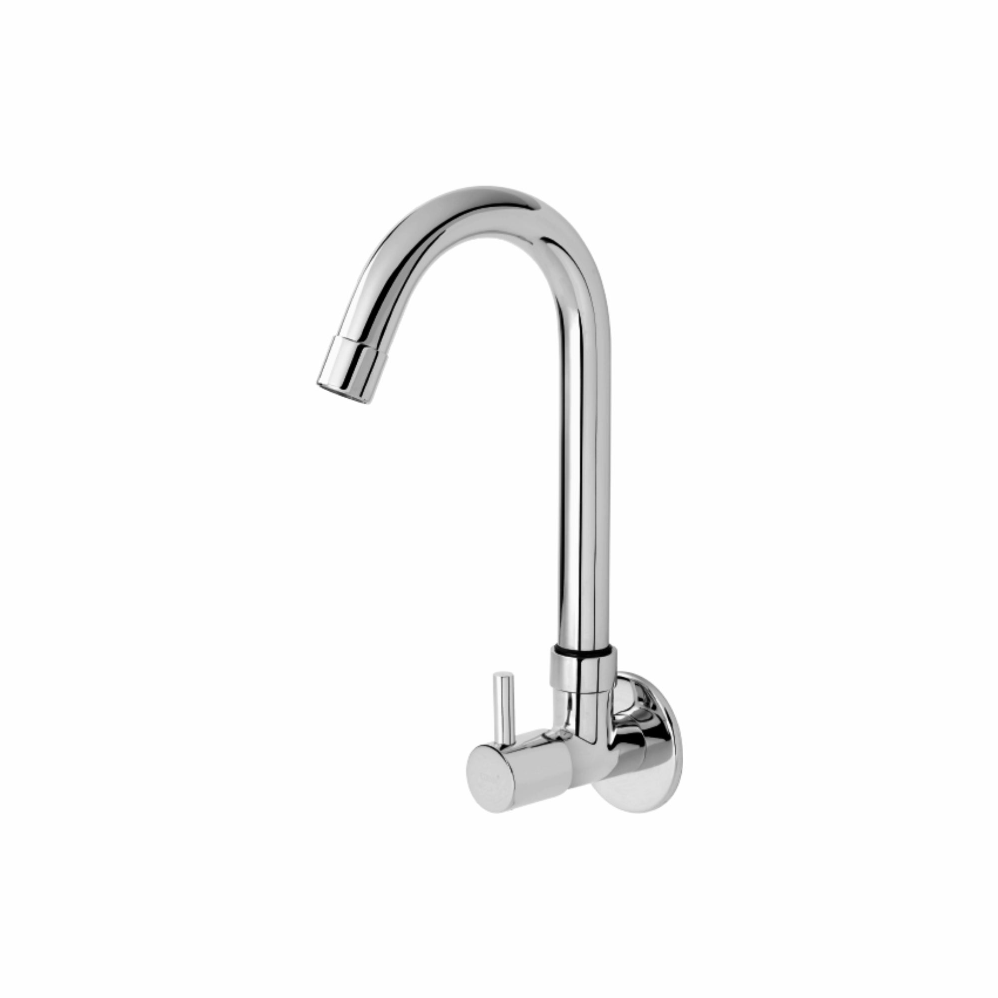 Asiatique Sink Cock With Extended Swivel 'J' Spout Wall Mounted With Flange  (A-008), Antique Series Premium Faucets & Sink Mixers