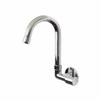 Asiatique Sink Cock with Extended Swivel 'J' Spout Side Handle Wall Mounted with Flange (A-008 SH), Antique Series Premium Faucets & Sink Mixers