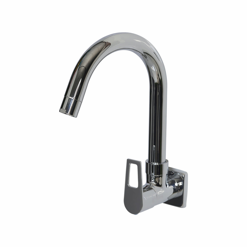 Asiatique Sink Cock With Swivel ‘J’ Spout Wall Mounted With Flange (B-008), Bronze Series Premium Brass Faucet Collection, Chrome Basin Mixers, Pillar Cocks, Sink Mixers & Bathroom Taps