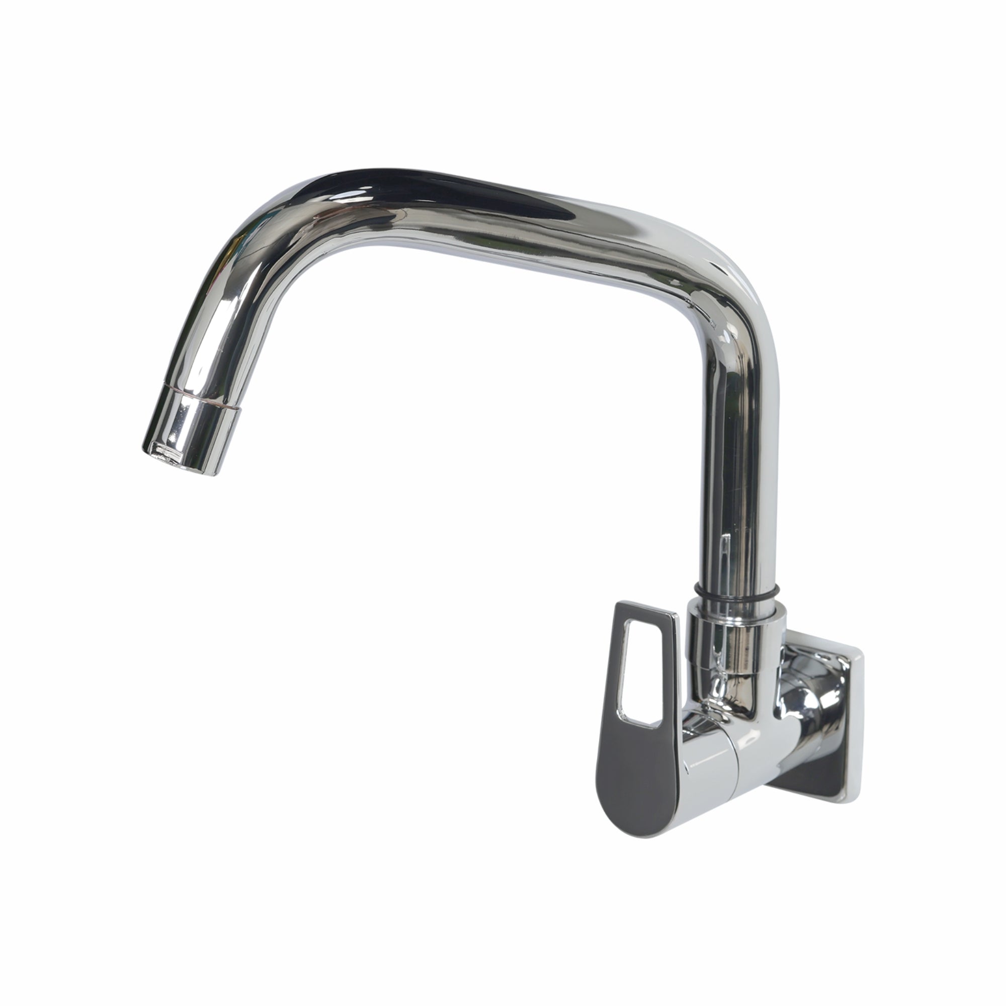 Asiatique Sink Cock With Extended Swivel Spout Wall Mounted With Flange (B-008EX), Bronze Series Premium Brass Faucet Collection, Chrome Basin Mixers, Pillar Cocks, Sink Mixers & Bathroom Taps