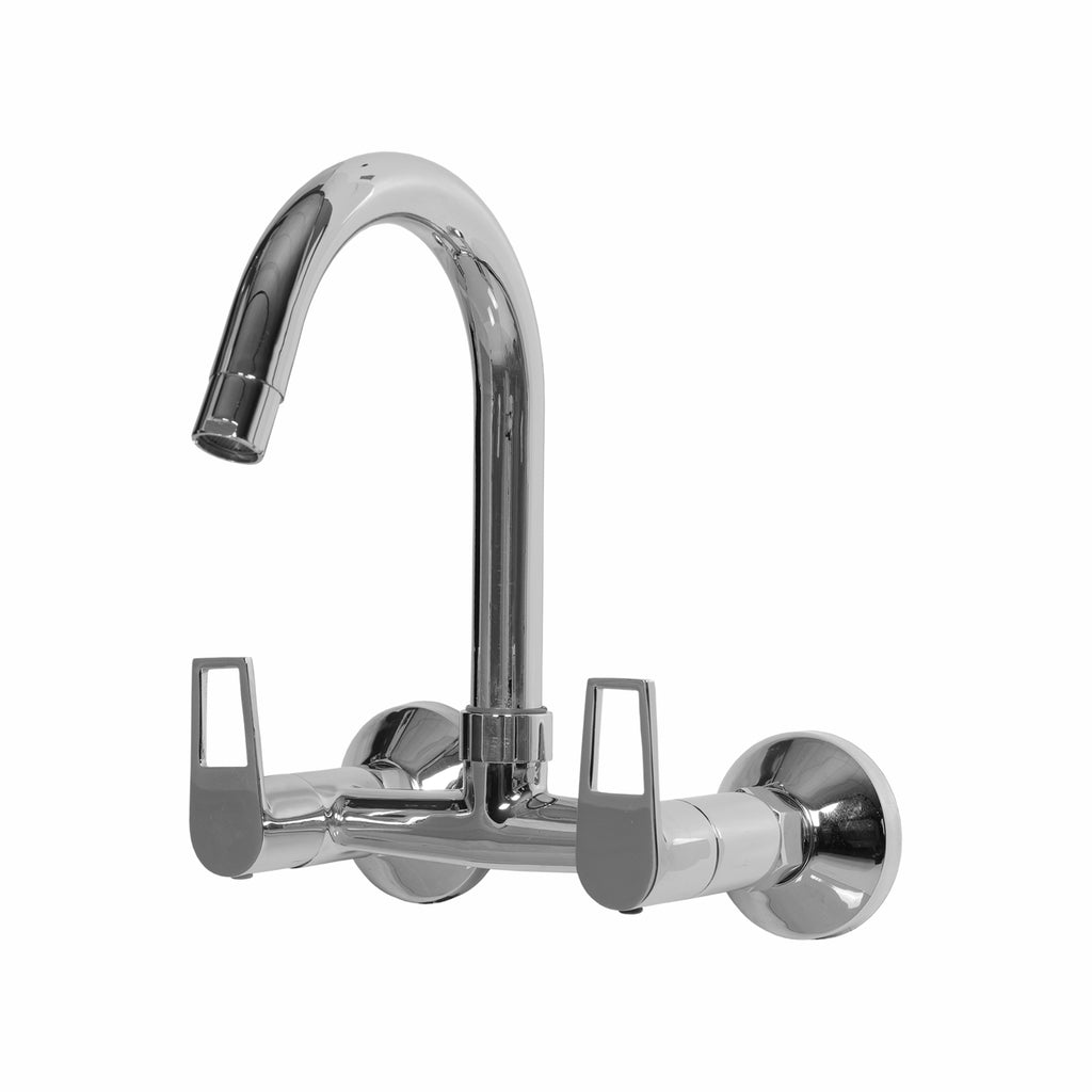 Asiatique Sink Mixer With Swivel ‘J’ Spout Wall Mounted (B-013), Bronze Series Premium Brass Faucet Collection, Chrome Basin Mixers, Pillar Cocks, Sink Mixers & Bathroom Taps