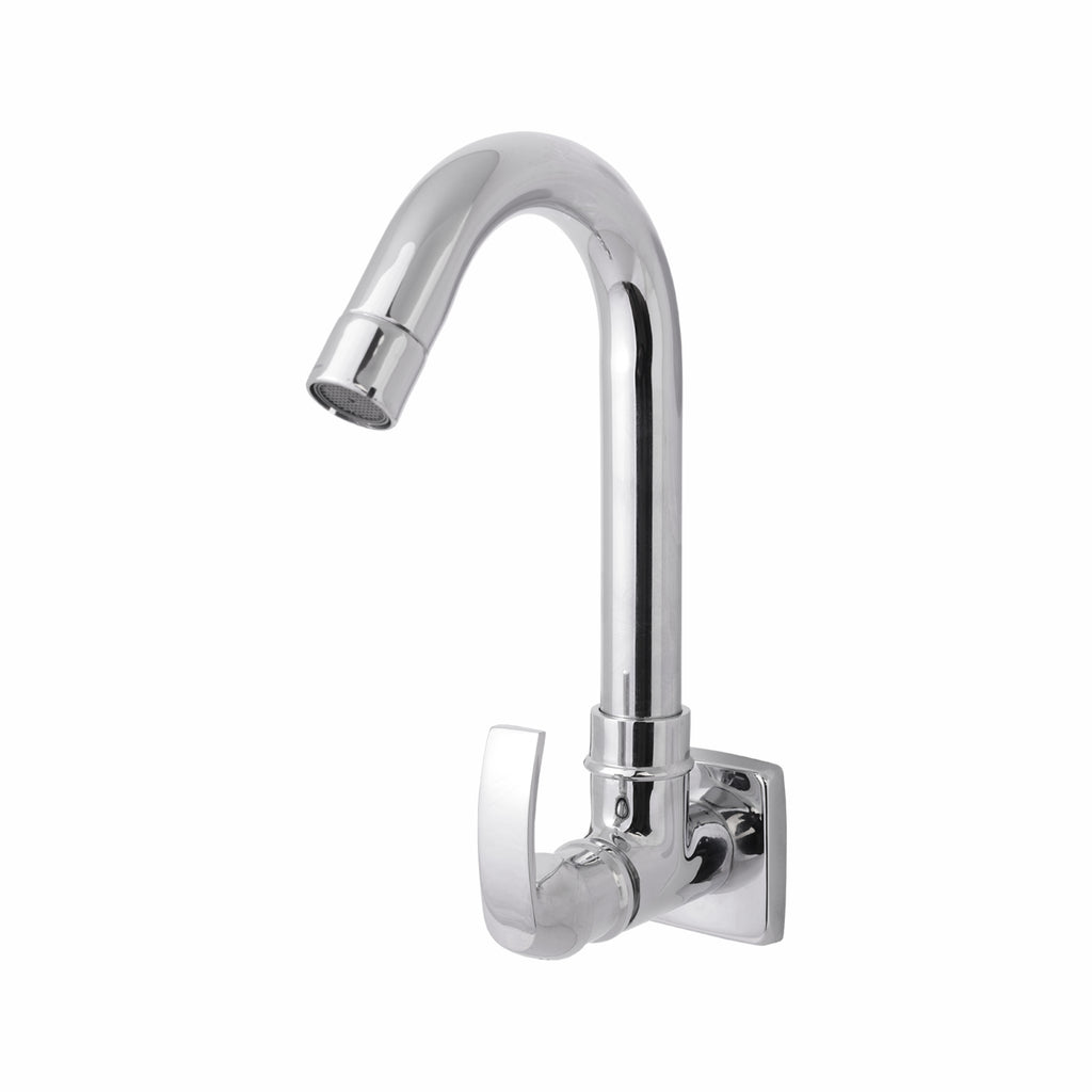 Asiatique S/L Sink Cock with Swivel 'j' Spout Wall Mounted With Flange   (D-008), Delta Series Premium Brass Bathroom & Kitchen Faucets