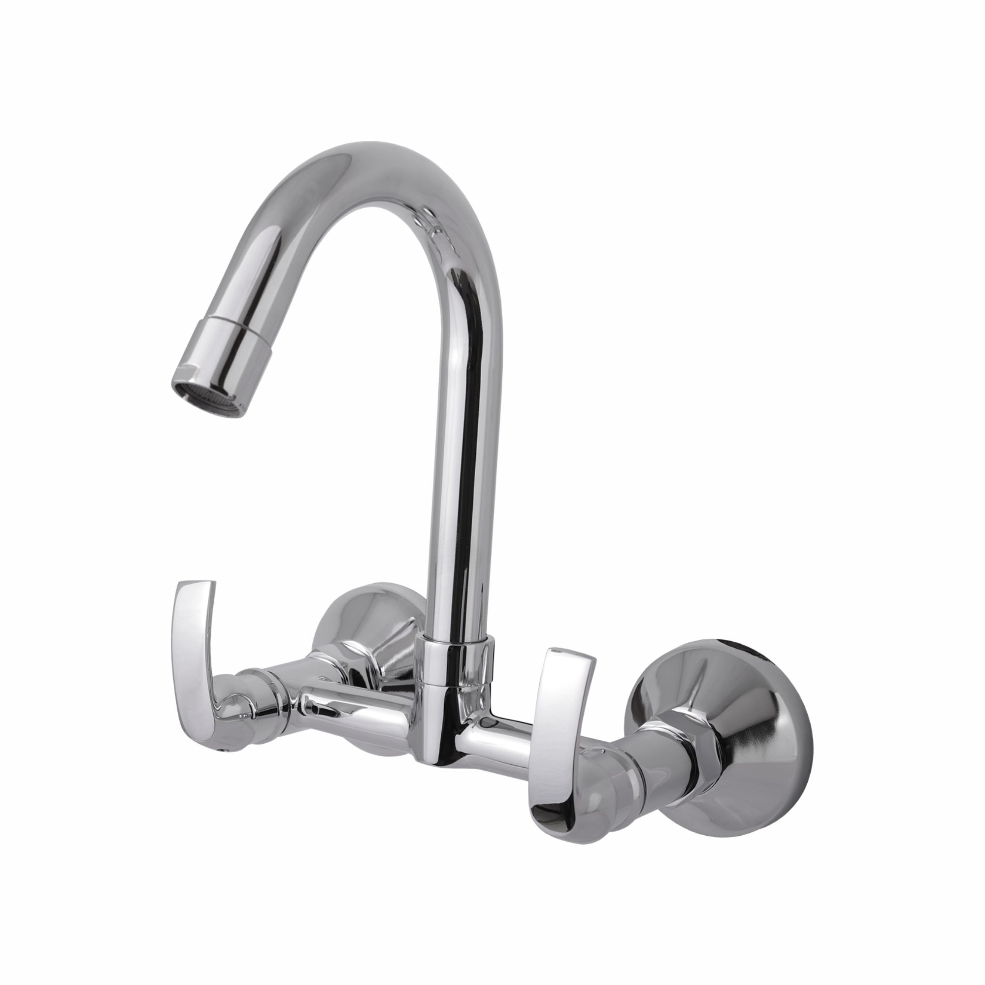 Asiatique S/L Sink Mixer With Swivel 'j' Spout Wall Mounted  (D-013), Delta Series Premium Brass Bathroom & Kitchen Faucets