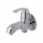 Asiatique S/L 2 in 1 Bib Cock With Wall Flange (D-015,SL), Delta Series Premium Brass Bathroom & Kitchen Faucets
