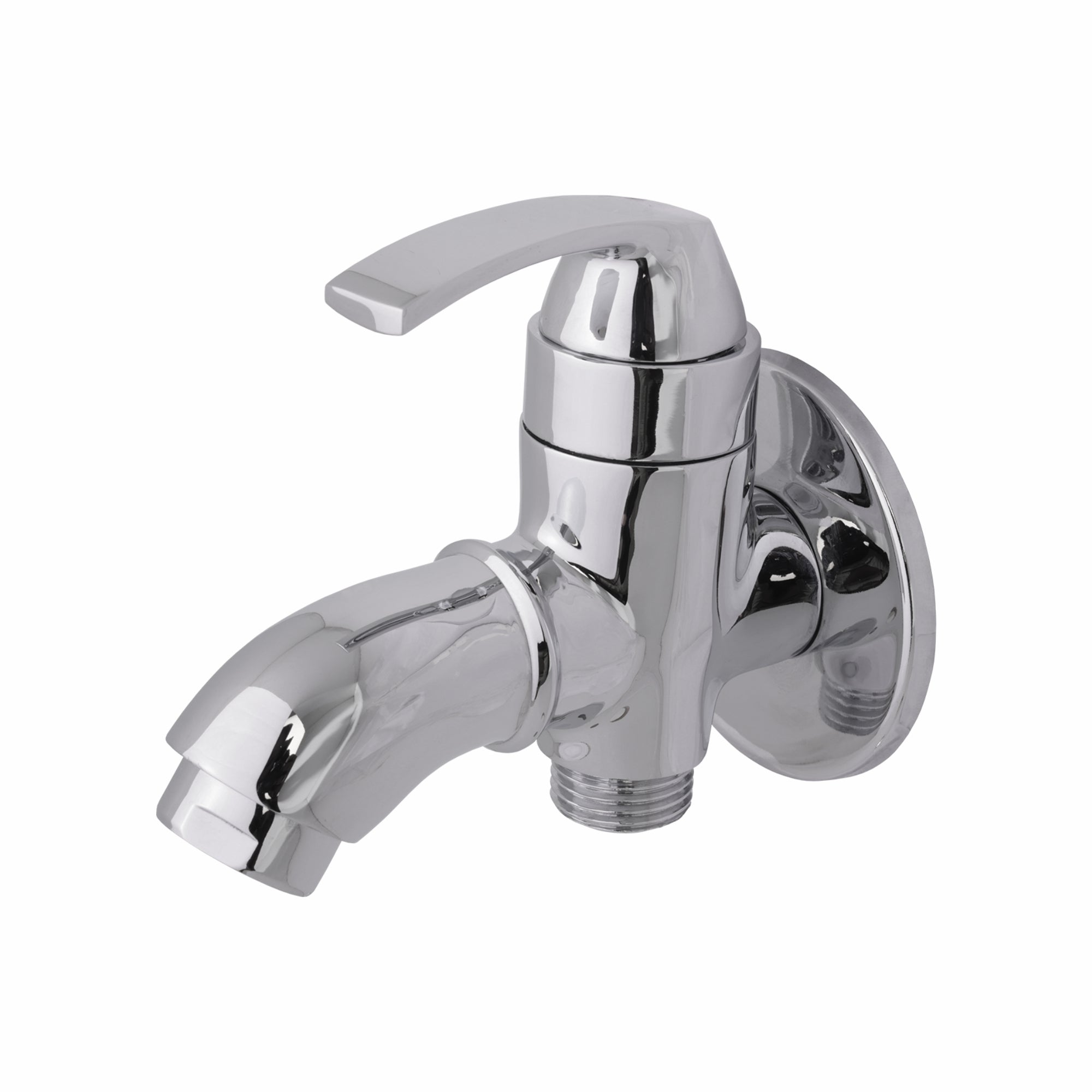 Asiatique S/L 2 in 1 Bib Cock With Wall Flange (D-015,SL), Delta Series Premium Brass Bathroom & Kitchen Faucets