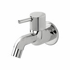 Asiatique Bib Cock Long Body With Wall Flange (F-004), Florent Premium Brass Bathroom & Kitchen Faucet Collection, Chrome Finish Mixer, Pillar Cock & Wall Mounted Tap