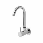 Asiatique Sink Cock With Swivel ‘J’ Spout Wall Mounted With Flange (F-008), Florent Premium Brass Bathroom & Kitchen Faucet Collection, Chrome Finish Mixer, Pillar Cock & Wall Mounted Tap
