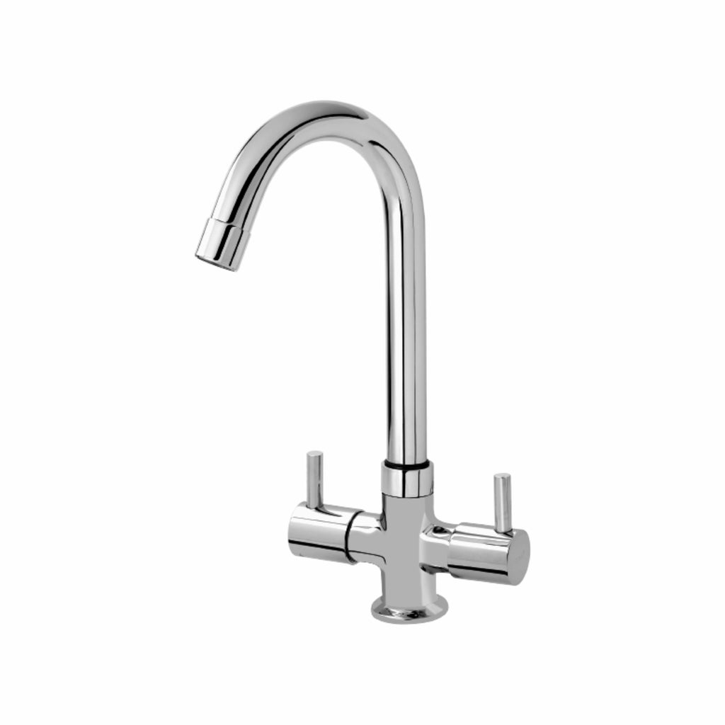Asiatique C/H Basin Mixer With Swivel ‘J’ Spout (F-011), Florent Premium Brass Bathroom & Kitchen Faucet Collection, Chrome Finish Mixer, Pillar Cock & Wall Mounted Tap