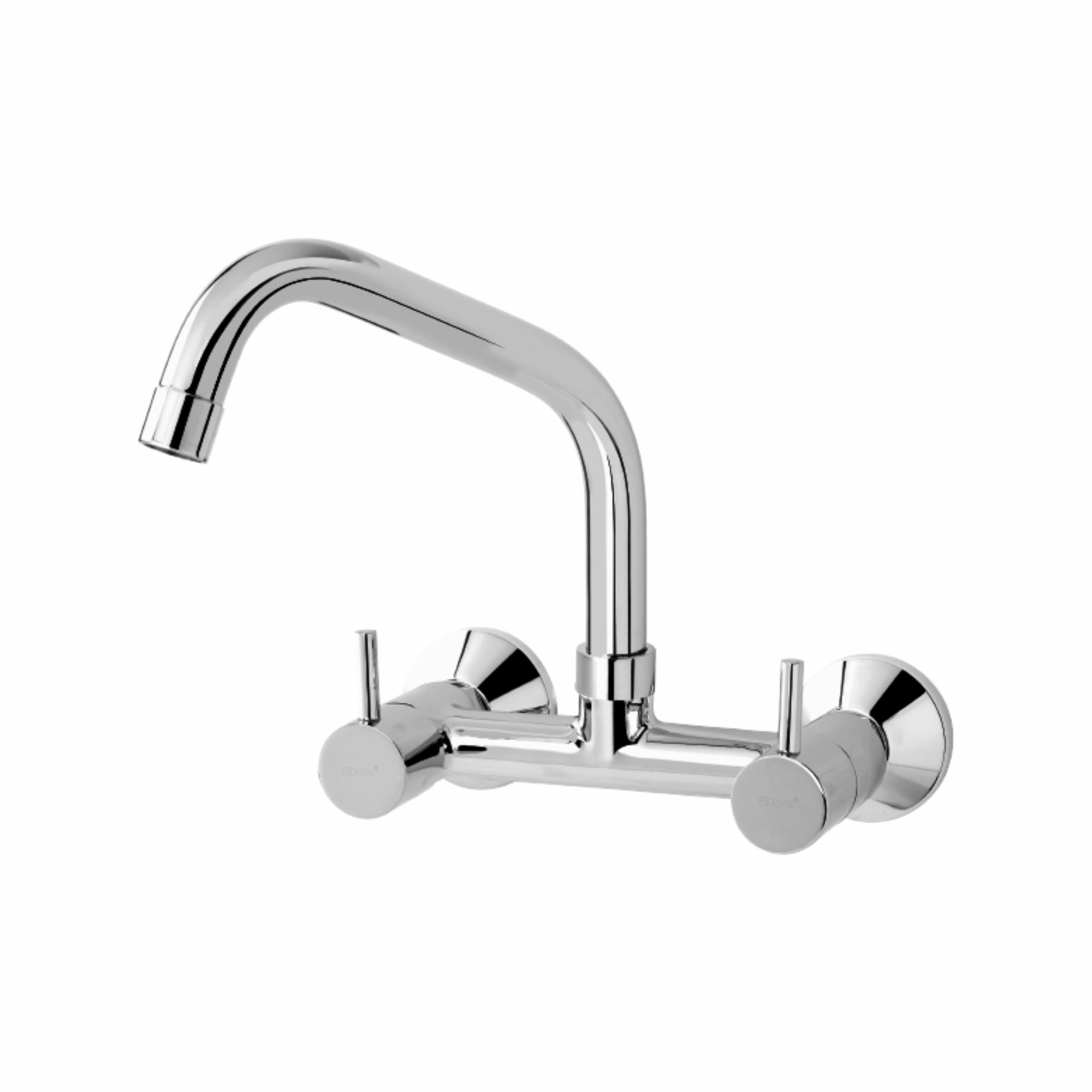 Asiatique Sink Mixer With Extended Swivel Spout - Wall Mounted (F-013EX), Florent Premium Brass Bathroom & Kitchen Faucet Collection, Chrome Finish Mixer, Pillar Cock & Wall Mounted Tap