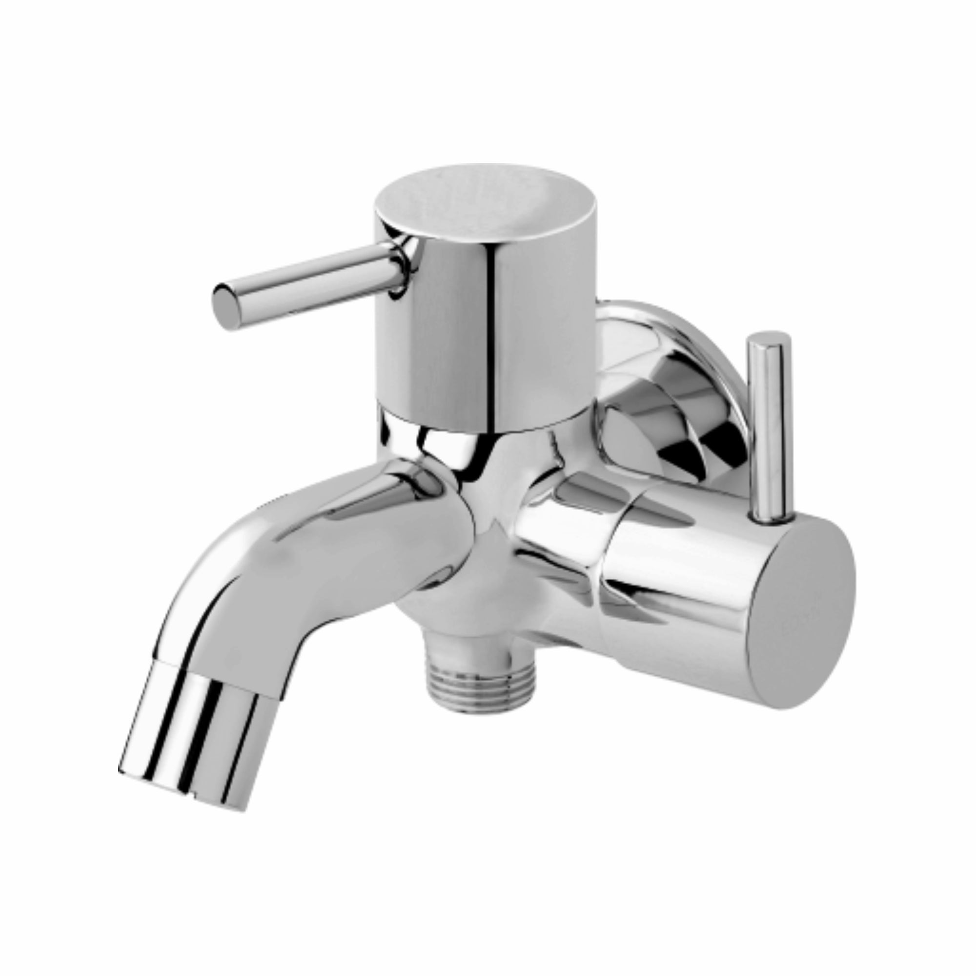 Asiatique 2 in 1 Bib Cock With Wall Flange (F-015), Florent Premium Brass Bathroom & Kitchen Faucet Collection, Chrome Finish Mixer, Pillar Cock & Wall Mounted Tap