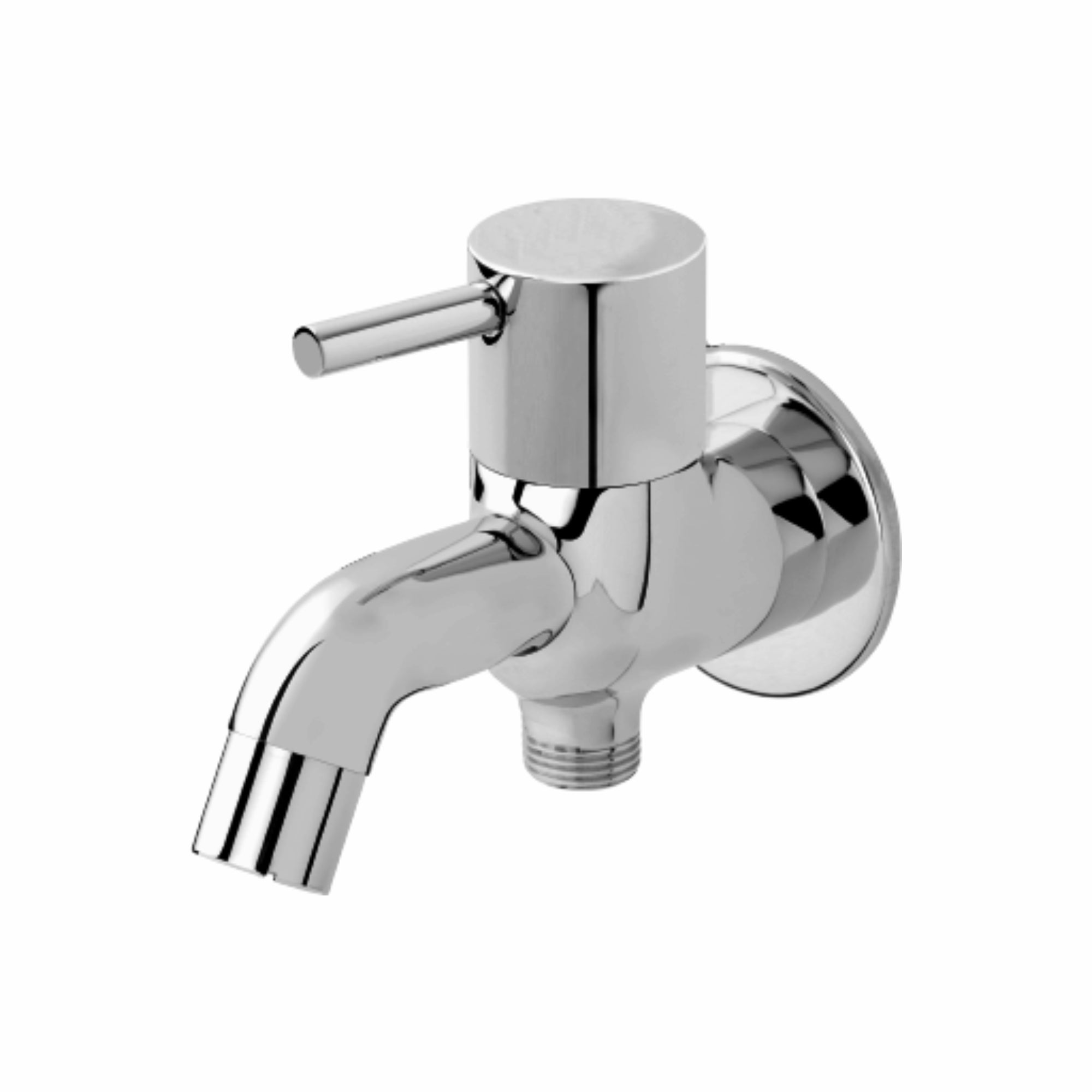 Asiatique S/L 2 In 1 Bib Cock With Wall Flange (F-015S/L), Florent Premium Brass Bathroom & Kitchen Faucet Collection, Chrome Finish Mixer, Pillar Cock & Wall Mounted Tap