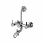 Asiatique 3 in 1 Wall Mixer With Pro. For Tele. Shower & O/H Shower (F-018), Florent Premium Brass Bathroom & Kitchen Faucet Collection, Chrome Finish Mixer, Pillar Cock & Wall Mounted Taps