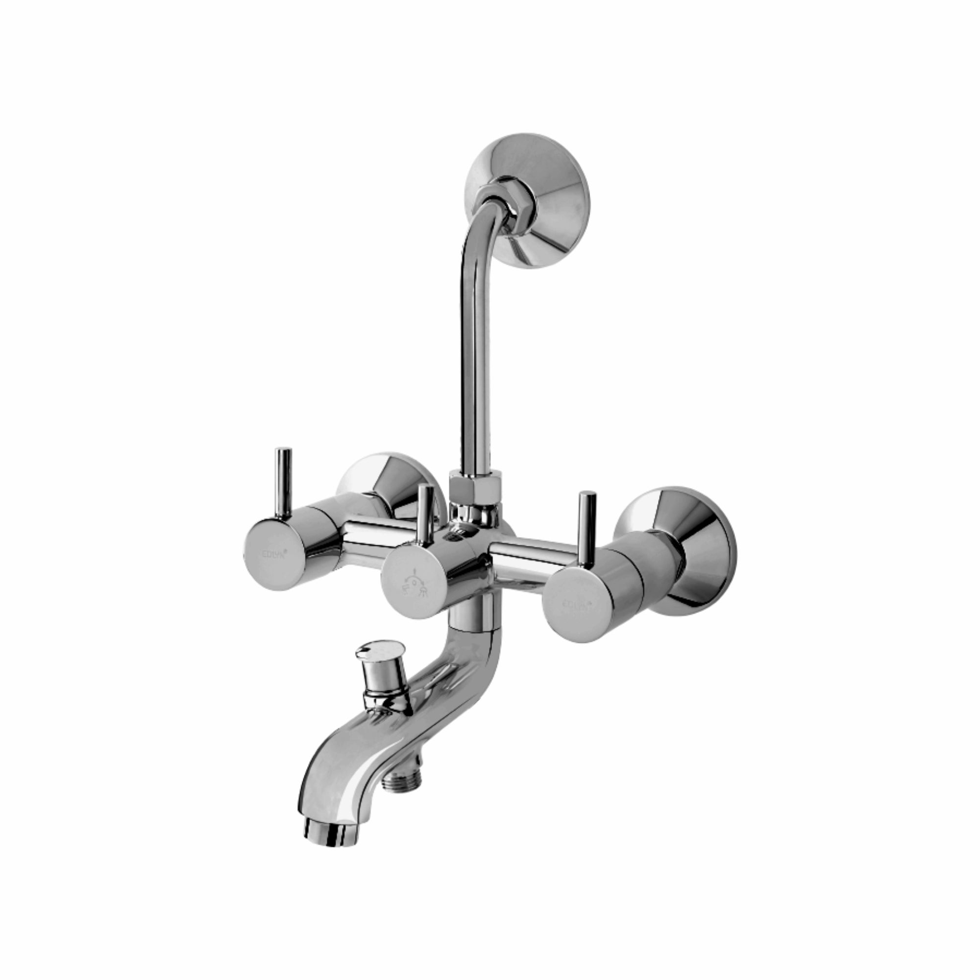 Asiatique 3 in 1 Wall Mixer With Pro. For Tele. Shower & O/H Shower (F-018), Florent Premium Brass Bathroom & Kitchen Faucet Collection, Chrome Finish Mixer, Pillar Cock & Wall Mounted Taps