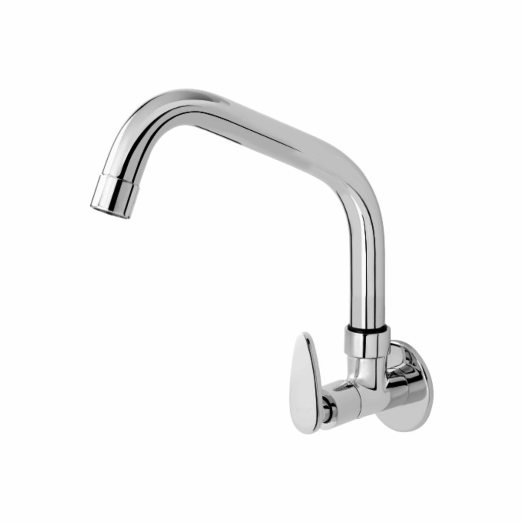 Asiatique Sink Cock With Extended Swivel Spout Wall Mounted With Flange (I-008EX), Idea Series Premium CP Bath Fittings & Faucets