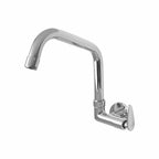 Asiatique Sink Cock With Extended Swivel Spout Side Handle Wall Mounted With Flange (I-008EX SH), Idea Series Premium CP Bath Fittings & Faucets