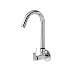 Asiatique Sink Cock With Swivel ‘J’ Spout Wall Mounted With Flange (N-008), Navy Series Premium CP Bath Fittings & Faucets