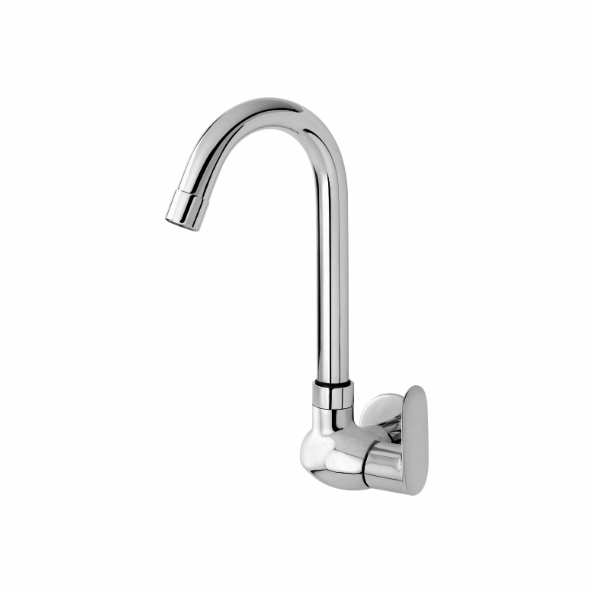 Asiatique Sink Cock With Swivel ‘J’ Spout Wall Mounted With Flange (O-008), Orient Series Premium Brass Bathroom & Kitchen Faucet Collection