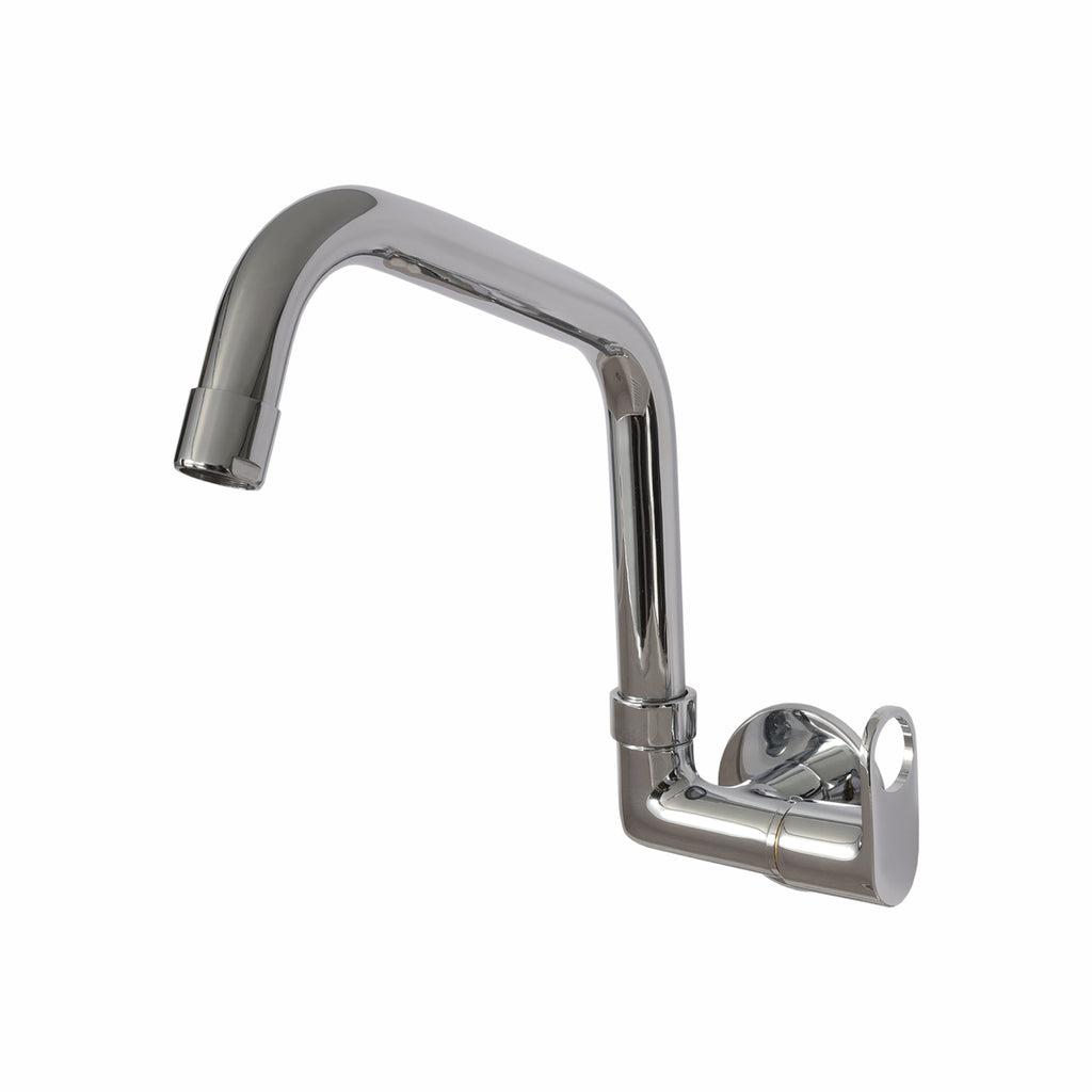 Asiatique Sink Cock WIth Extended Swivel Spout Side Handle Wall Mounted With Flange (OP-008EX SH), OPPO Series Premium Faucets & Mixers