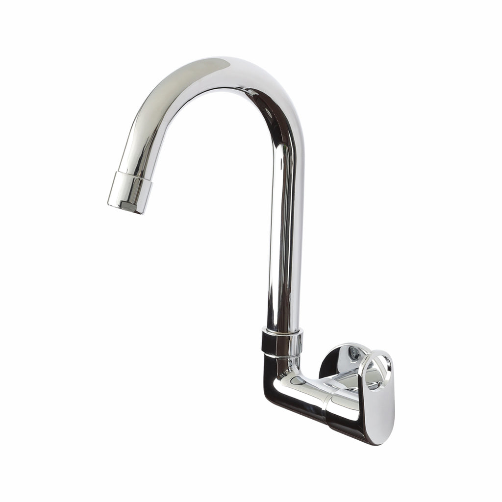 Asiatique Sink Cock With Extended Swivel 'J' Spout Wall Mounted With Flange (OP-008), OPPO Series Premium Faucets & Mixers