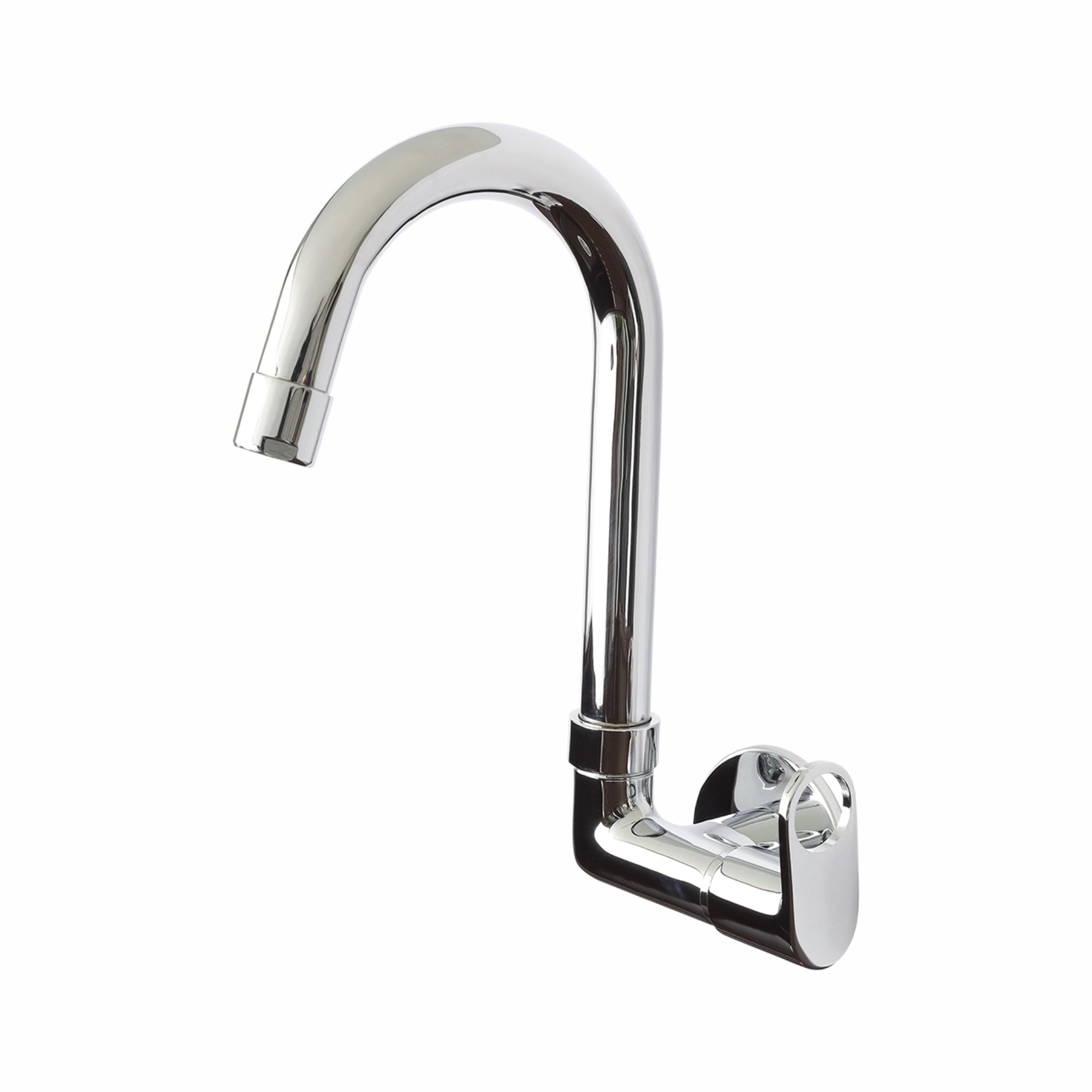 Asiatique Sink Cock With Extended Swivel 'J' Spout Wall Mounted With Flange (OP-008), OPPO Series Premium Faucets & Mixers