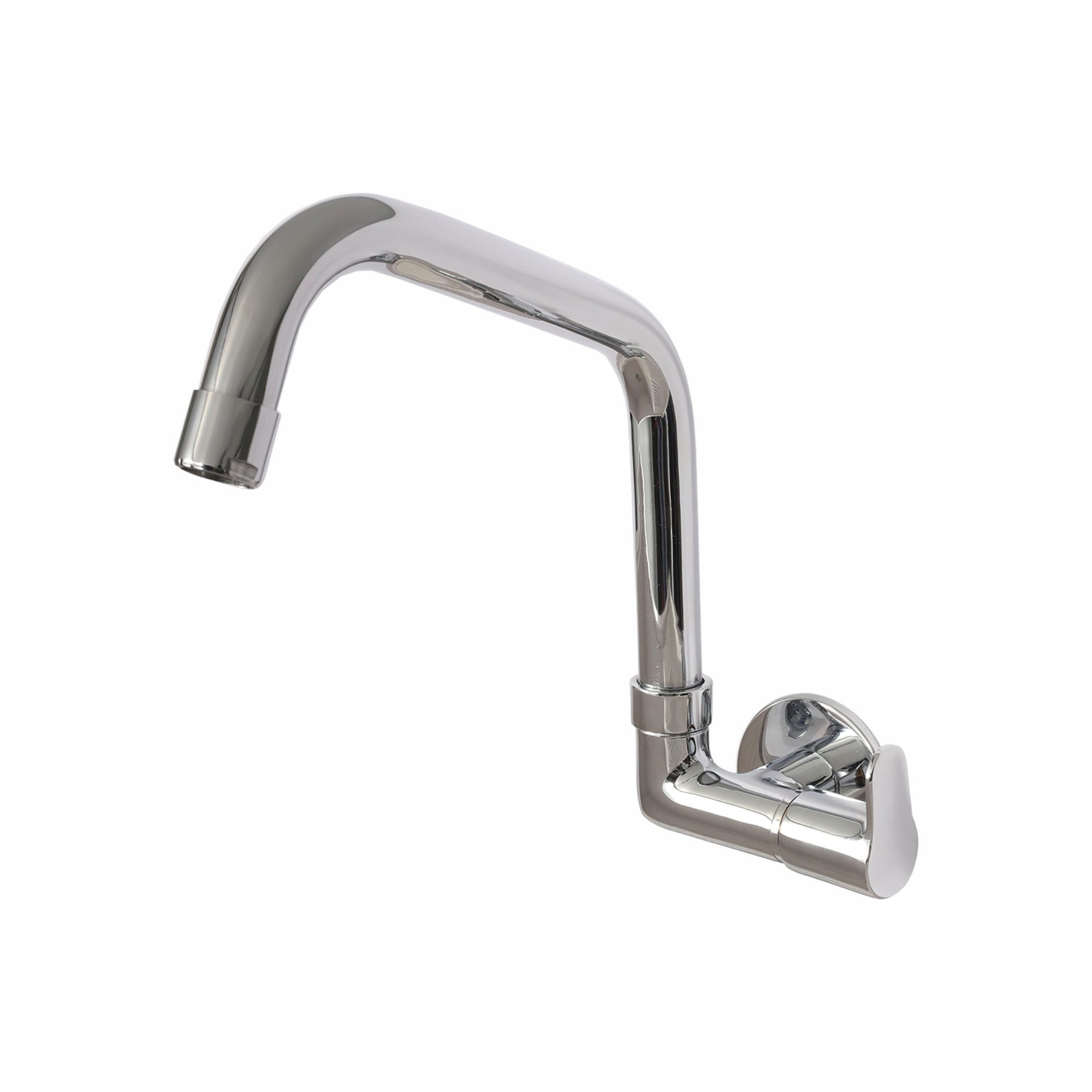 Asiatique Sink Cock with Extended Swivel Spout Side Handle Wall Mounted With Flange   (P-008EX SH),Perlato Series Premium Faucets & Mixers