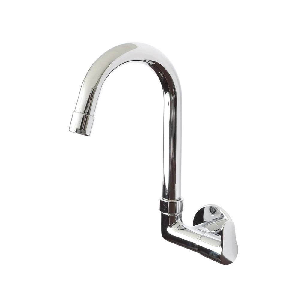 Asiatique Sink Cock with Extended Swivel 'J' Spout Side Handle Wall Mounted With Flange   (P-008SH),Perlato Series Premium Faucets & Mixers
