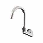 Asiatique Sink Cock with Extended Swivel 'J' Spout Side Handle Wall Mounted With Flange   (P-008SH),Perlato Series Premium Faucets & Mixers