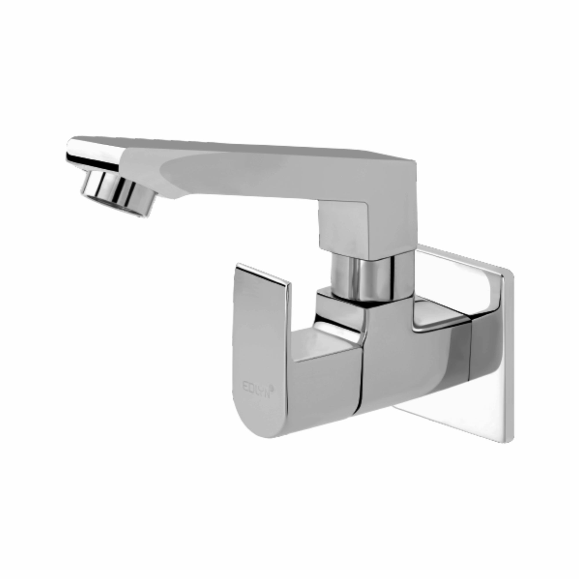 Asiatique Sink Cock With Swivel Casted Spout Wall Mounted Flange (PL-007), Plaza Series Bathroom Faucets & Mixers | Premium Brass Tap Collection