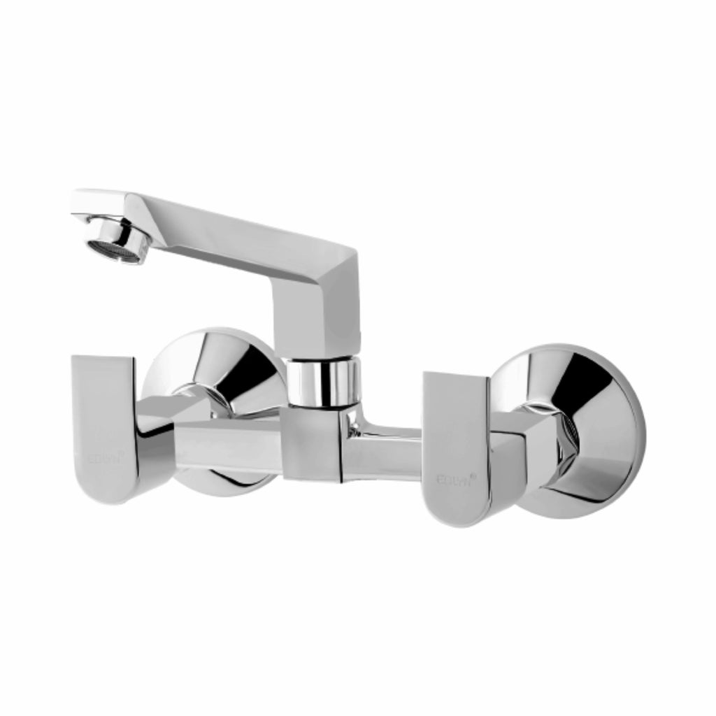 Asiatique Sink Mixer With Swivel Casted Spout Wall Mounted (PL-012), Plaza Series Bathroom Faucets & Mixers | Premium Brass Tap Collection